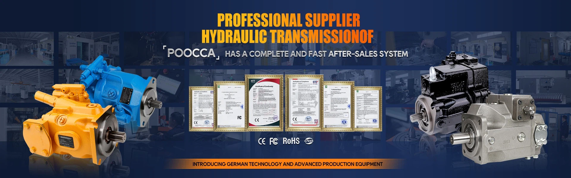 Poocca, as a leading hydraulic OEM manufacturer, specializes in producing high-quality hydraulic pumps, motors and valves.